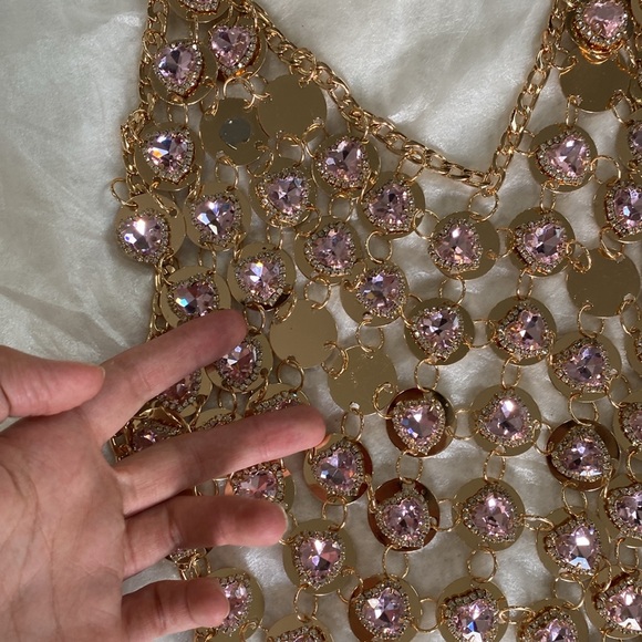 Kelsey Randall x REVOLVE Kelsey Chainmail Dress in Pink & Gold Kelsey Randall - Picture 7 of 10